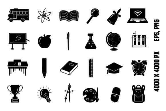 Black School Icons: Essential Vector Assets