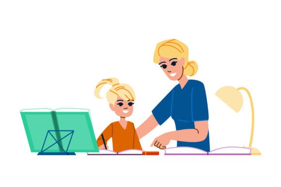 Doing Homework Mother Vector: Visualizing Family Learning