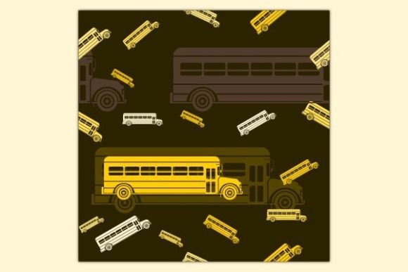 Flat School Bus Dark Seamless Pattern: A Modern Design Asset for Education and Transport Themes