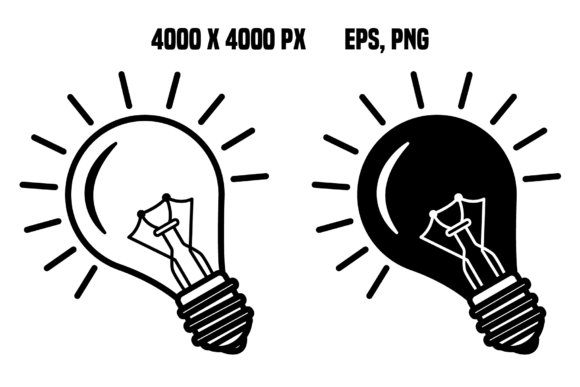 Light Bulb Icons with Rays