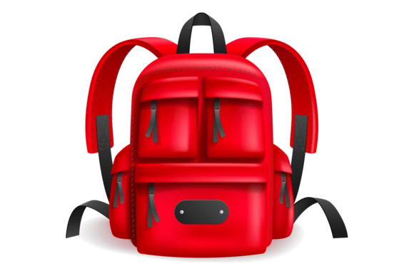 Realistic Red Backpack. Teen School Bag: A Versatile Visual Asset for Modern Creators