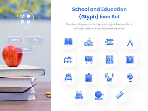 School and Education Glyph Icon Set