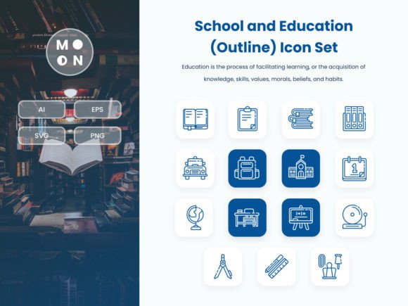 School and Education Outline Icon Set