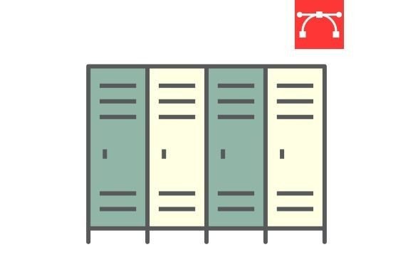 School Lockers Color Line Icon: Design & Use